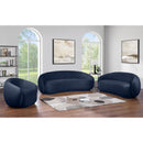  Meridian Emery 95" Navy Velvet Upholstered Sofa IMAGE 9