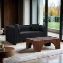  Meridian Everett 67" Black Vegan Leather Upholstered Loveseat IMAGE 2