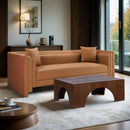  Meridian Everett 88.5" Cognac Vegan Leather Upholstered Sofa IMAGE 2