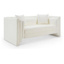  Meridian Everett 67" Cream Vegan Leather Upholstered Loveseat IMAGE 1