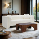 Meridian Everett 88.5" Cream Vegan Leather Upholstered Sofa IMAGE 2