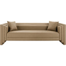  Meridian Everett 88.5" Tan Vegan Leather Upholstered Sofa IMAGE 4