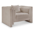 Meridian Everett Beige Chenille Fabric Chair IMAGE 1