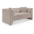 Meridian Everett Beige Chenille Fabric Loveseat IMAGE 1