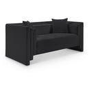 Meridian Everett Black Chenille Fabric Loveseat IMAGE 1