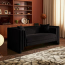 Meridian Everett Black Chenille Fabric Loveseat IMAGE 2