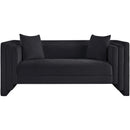  Manufacturer Color_Black -- Everett 67" Black Chenille Fabric Upholstered Loveseat IMAGE 3