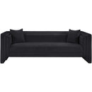 Meridian Everett Black Chenille Fabric Sofa IMAGE 3