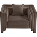 Meridian Everett Brown Chenille Fabric Chair IMAGE 6