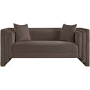 Meridian Everett Brown Chenille Fabric Loveseat IMAGE 3