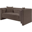 Meridian Everett Brown Chenille Fabric Loveseat IMAGE 8