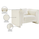 Meridian Everett Cream Chenille Fabric Chair IMAGE 13
