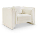 Meridian Everett Cream Chenille Fabric Chair IMAGE 1