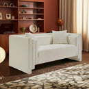 Meridian Everett Cream Chenille Fabric Loveseat IMAGE 2