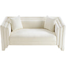 Meridian Everett Cream Chenille Fabric Loveseat IMAGE 6