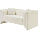 Meridian Everett Cream Chenille Fabric Loveseat IMAGE 8