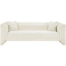 Meridian Everett Cream Chenille Fabric Sofa IMAGE 3