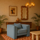 Meridian Everett Light Blue Chenille Fabric Chair IMAGE 2