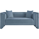 Meridian Everett Light Blue Chenille Fabric Loveseat IMAGE 3