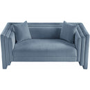 Meridian Everett Light Blue Chenille Fabric Loveseat IMAGE 6