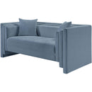 Meridian Everett Light Blue Chenille Fabric Loveseat IMAGE 8