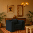 Meridian Everett Navy Chenille Fabric Chair IMAGE 2