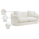 Meridian Penelope Cream Chenille Fabric Loveseat IMAGE 15