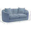 Meridian Penelope Light Blue Chenille Fabric Loveseat IMAGE 14