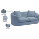 Meridian Penelope Light Blue Chenille Fabric Loveseat IMAGE 15