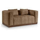  Manufacturer Color_Brown -- Meridian Mallina Stationary Leather Look Loveseat IMAGE 1