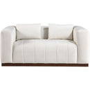 Meridian Mallina Cream Vegan Leather Loveseat IMAGE 3