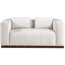  Manufacturer Color_Cream -- Mallina 67" Cream Vegan Leather Upholstered Loveseat IMAGE 3