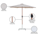  Meridian Fiji Beige Water Resistant Fabric And Aluminum Patio Umbrella with Base Set IMAGE 20