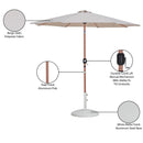  Meridian Fiji Beige Water Resistant Fabric And Aluminum Patio Umbrella with Base Set IMAGE 17