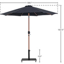  Meridian Fiji Black Water Resistant Fabric And Aluminum Patio Umbrella with Base Set IMAGE 19