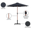  Meridian Fiji Black Water Resistant Fabric And Aluminum Patio Umbrella with Base Set IMAGE 20