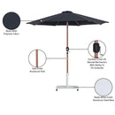  Meridian Fiji Black Water Resistant Fabric And Aluminum Patio Umbrella with Base Set IMAGE 20