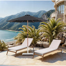  Meridian Fiji Black Water Resistant Fabric And Aluminum Patio Umbrella with Base Set IMAGE 2