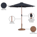 Meridian Fiji Black Water Resistant Fabric And Aluminum Patio Umbrella with Base Set IMAGE 17