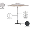  Meridian Fiji Beige Water Resistant Fabric And Aluminum Patio Umbrella with Base Set IMAGE 20