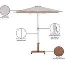  Meridian Fiji Beige Water Resistant Fabric And Aluminum Patio Umbrella with Base Set IMAGE 20