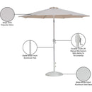  Meridian Fiji Beige Water Resistant Fabric And Aluminum Patio Umbrella with Base Set IMAGE 17