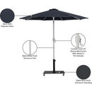  Meridian Fiji Black Water Resistant Fabric And Aluminum Patio Umbrella with Base Set IMAGE 20