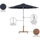  Meridian Fiji Black Water Resistant Fabric And Aluminum Patio Umbrella with Base Set IMAGE 20