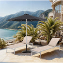 Meridian Fiji Black Water Resistant Fabric And Aluminum Patio Umbrella with Base Set IMAGE 2