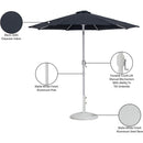  Meridian Fiji Black Water Resistant Fabric And Aluminum Patio Umbrella with Base Set IMAGE 17