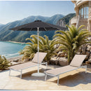  Meridian Fiji Black Water Resistant Fabric And Aluminum Patio Umbrella with Base Set IMAGE 2