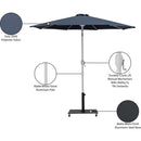  Meridian Fiji Grey Water Resistant Fabric And Aluminum Patio Umbrella with Base Set IMAGE 20