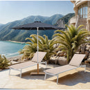  Meridian Fiji Grey Water Resistant Fabric And Aluminum Patio Umbrella with Base Set IMAGE 2