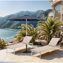  Meridian Fiji Grey Water Resistant Fabric And Aluminum Patio Umbrella with Base Set IMAGE 2